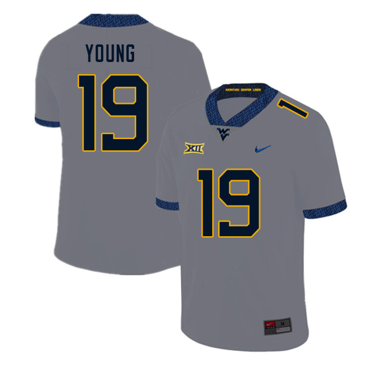 NCAA Men's Scottie Young West Virginia Mountaineers Gray #19 Nike Stitched Football College Authentic Jersey FN23I46XU